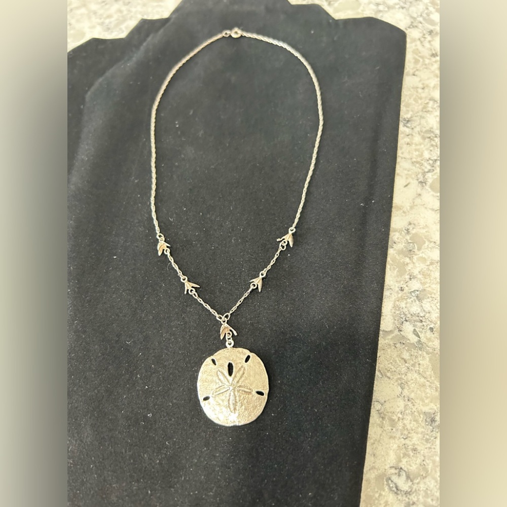 Vintage Signed J&C Ferrara Co.,Inc. Sterling Sand Dollar  and 5 Doves Necklace